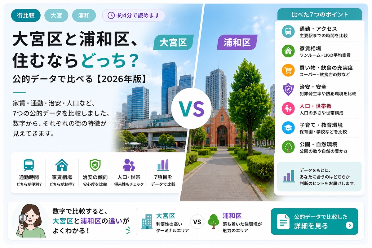 大宮区と浦和区、住むならどちら?公的データで比べる【2026年版】