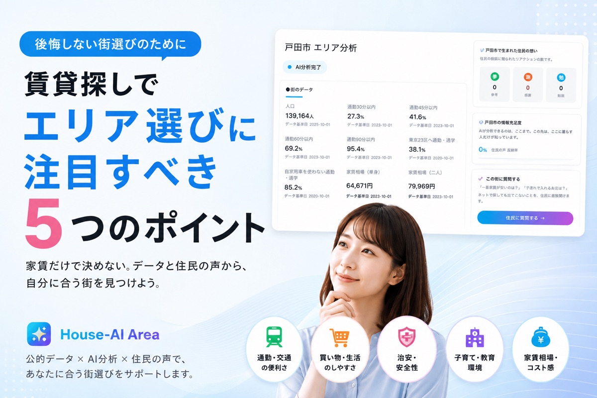 賃貸探しでエリア選びに注目すべき5つのポイント|家賃だけで決めない街選び【2026年版】