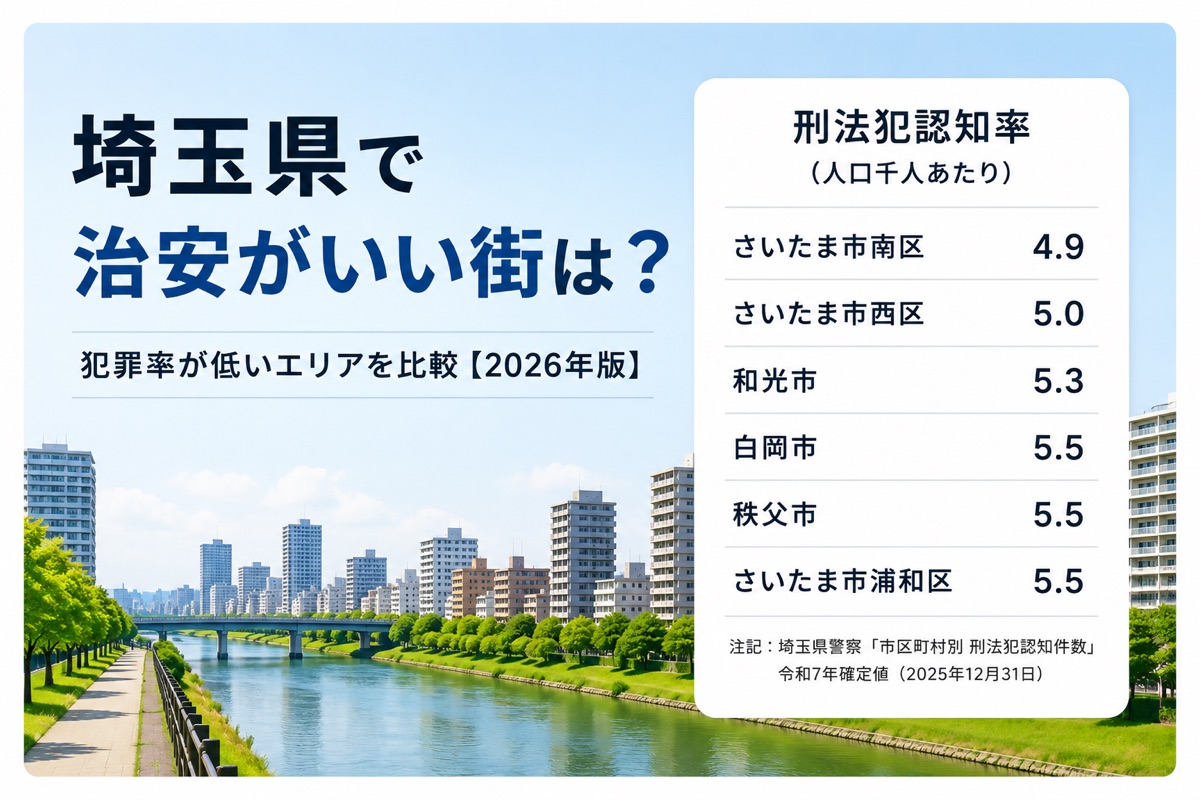埼玉県で治安がいい街は?犯罪率が低いエリアを公的データで比較【2026年版】