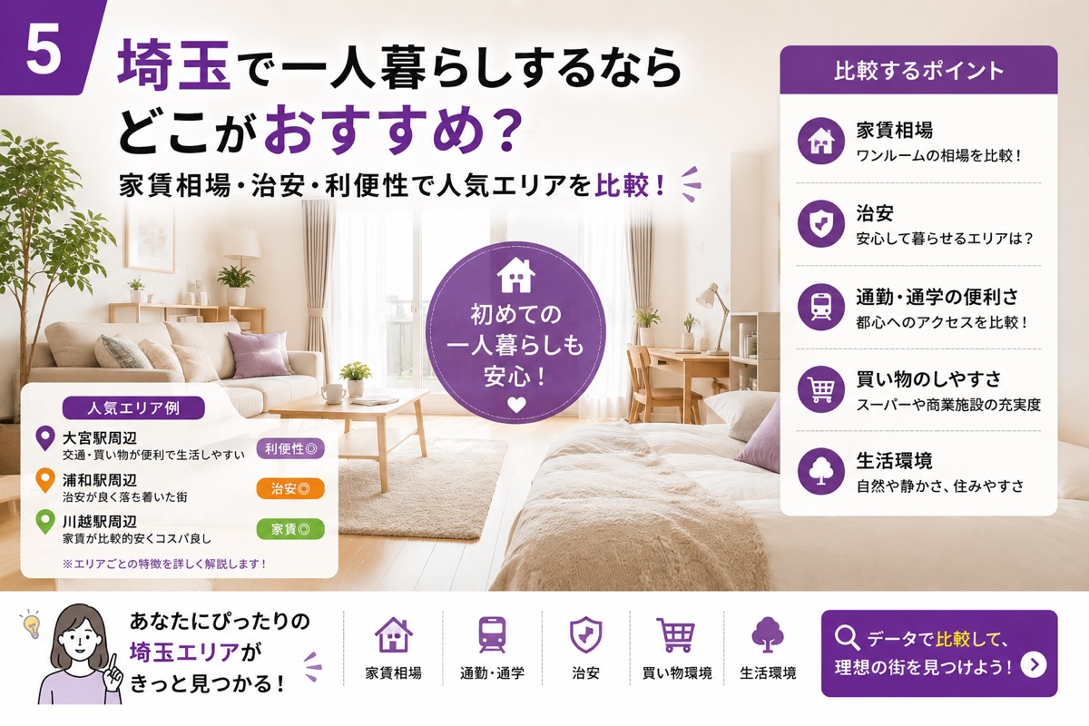 埼玉で一人暮らし。家賃と治安のバランスがいい街【2026年版】