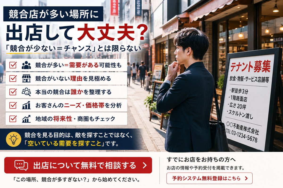 競合店が多い場所に出店して大丈夫?「競合が少ない=チャンス」とは限らない